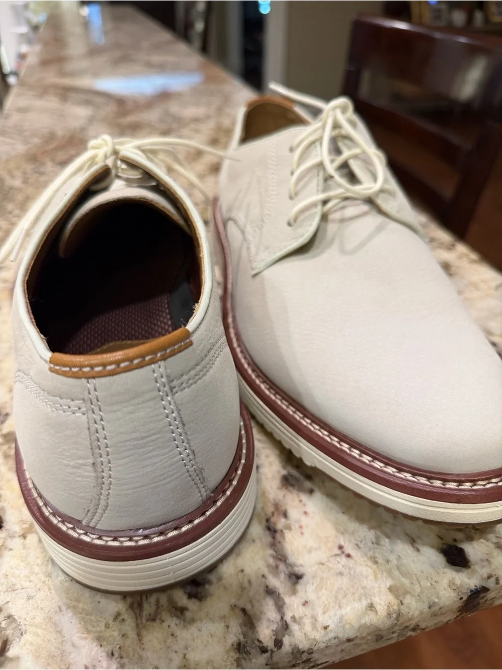 Johnston & Murphy Cream Lace-Up Derby Shoes